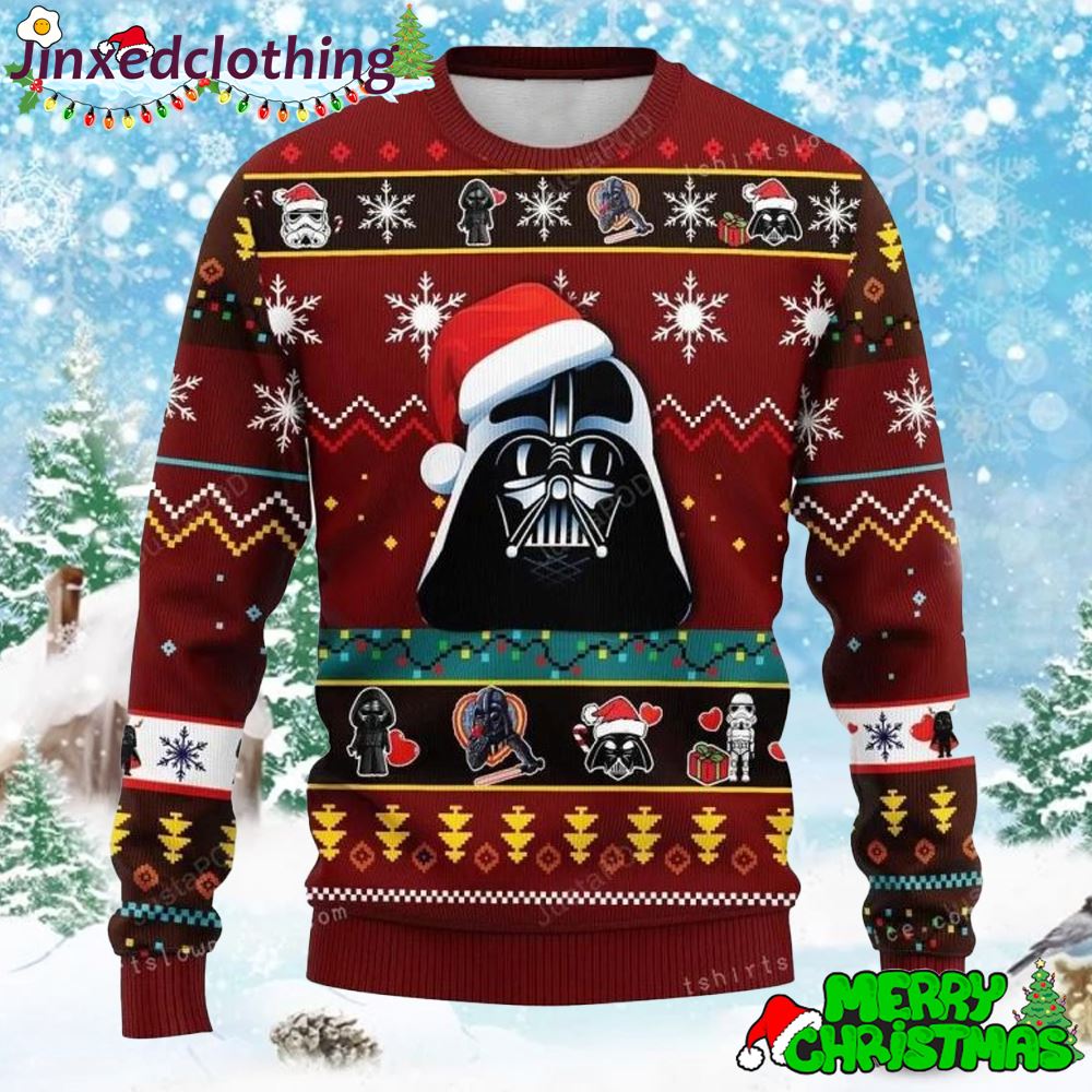 Star Wars Dark Vader Red Christmas Ugly Sweater Party Unisex 